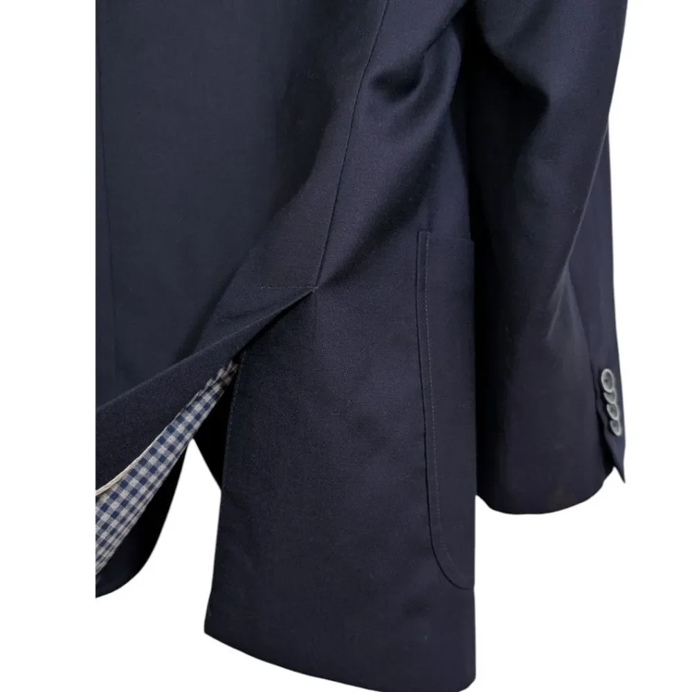 Sam Malouf Authentic Luxury Navy Blue Wool Sport Coat Blazer - 41S
